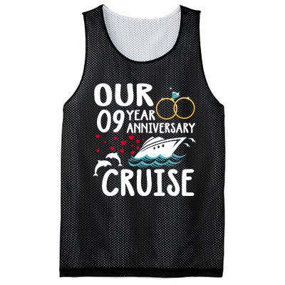 Our 9 Year Anniversary Cruise Trip Wedding Marriage Couple Mesh Reversible Basketball Jersey Tank