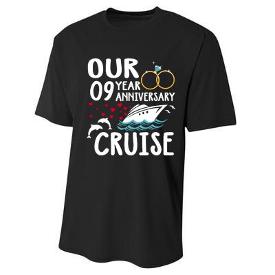 Our 9 Year Anniversary Cruise Trip Wedding Marriage Couple Performance Sprint T-Shirt