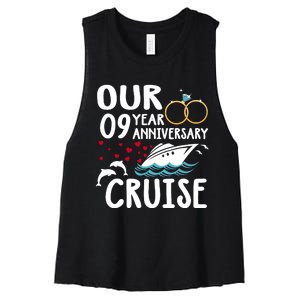 Our 9 Year Anniversary Cruise Trip Wedding Marriage Couple Women's Racerback Cropped Tank