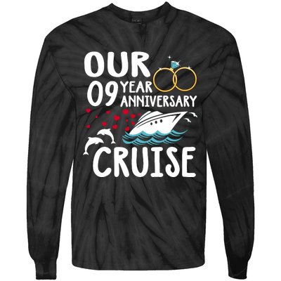 Our 9 Year Anniversary Cruise Trip Wedding Marriage Couple Tie-Dye Long Sleeve Shirt