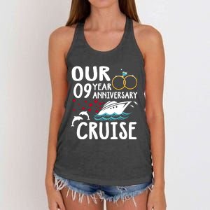 Our 9 Year Anniversary Cruise Trip Wedding Marriage Couple Women's Knotted Racerback Tank