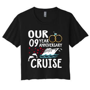 Our 9 Year Anniversary Cruise Trip Wedding Marriage Couple Women's Crop Top Tee