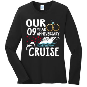 Our 9 Year Anniversary Cruise Trip Wedding Marriage Couple Ladies Long Sleeve Shirt