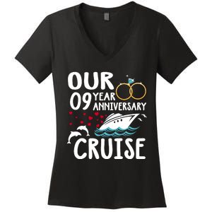 Our 9 Year Anniversary Cruise Trip Wedding Marriage Couple Women's V-Neck T-Shirt