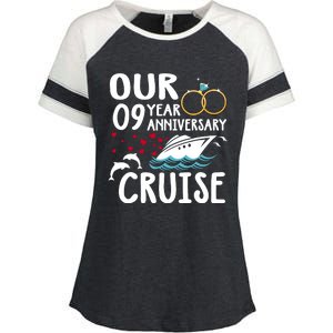 Our 9 Year Anniversary Cruise Trip Wedding Marriage Couple Enza Ladies Jersey Colorblock Tee