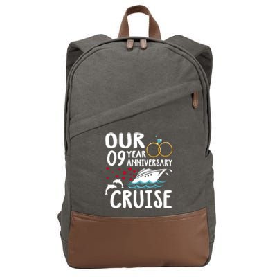 Our 9 Year Anniversary Cruise Trip Wedding Marriage Couple Cotton Canvas Backpack