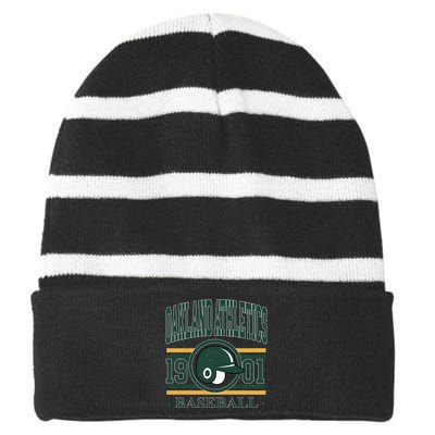 Oakland Athletic 1901 Baseball Team Supporter Striped Beanie with Solid Band