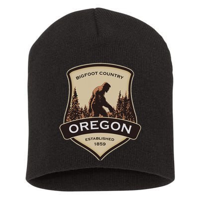 Oregon And A Bigfoot Or A Sasquatch Short Acrylic Beanie