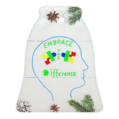 Oviyam Autism Awareness Embrace Difference Puzzle Ceramic Bell Ornament