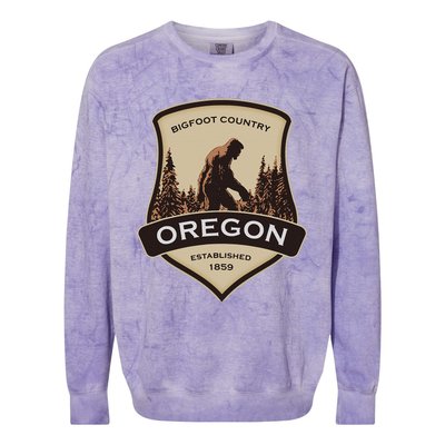 Oregon And A Bigfoot Or A Sasquatch Colorblast Crewneck Sweatshirt