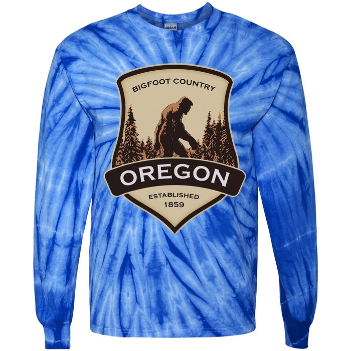 Oregon And A Bigfoot Or A Sasquatch Tie-Dye Long Sleeve Shirt