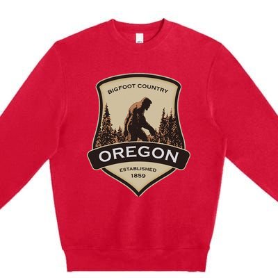 Oregon And A Bigfoot Or A Sasquatch Premium Crewneck Sweatshirt