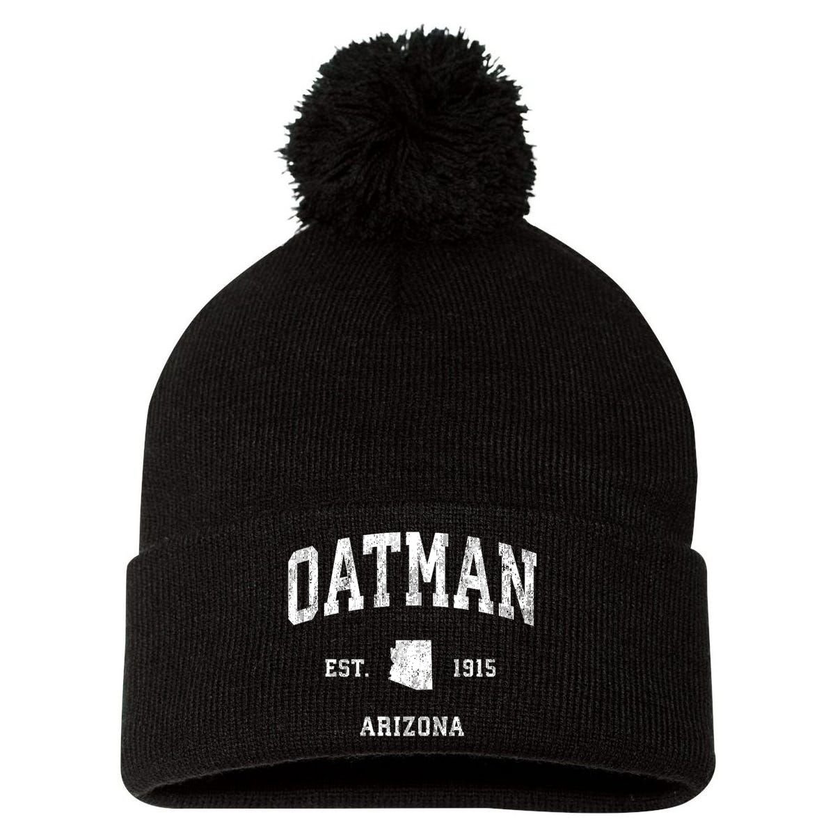 Oatman Arizona Az Vintage Athletic Sports Pom Pom 12in Knit Beanie