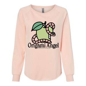 Origami Angel Apple Worm Womens California Wash Sweatshirt