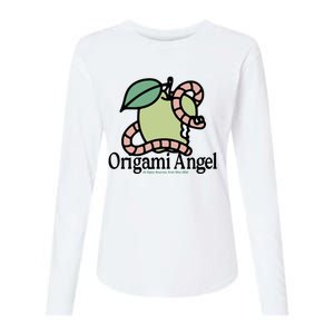 Origami Angel Apple Worm Womens Cotton Relaxed Long Sleeve T-Shirt