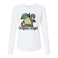 Origami Angel Apple Worm Womens Cotton Relaxed Long Sleeve T-Shirt