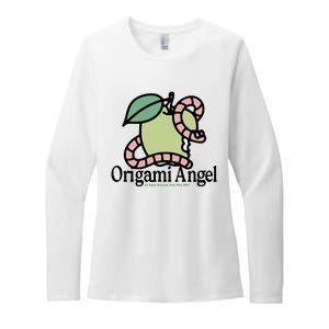 Origami Angel Apple Worm Womens CVC Long Sleeve Shirt