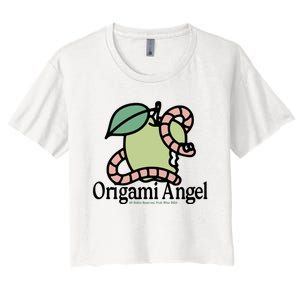 Origami Angel Apple Worm Women's Crop Top Tee