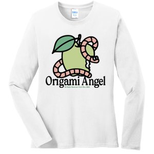 Origami Angel Apple Worm Ladies Long Sleeve Shirt