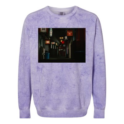 Ozu An Autumn Afternoon Street (Night) Colorblast Crewneck Sweatshirt