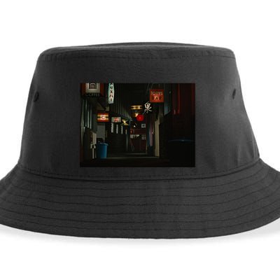 Ozu An Autumn Afternoon Street (Night) Sustainable Bucket Hat