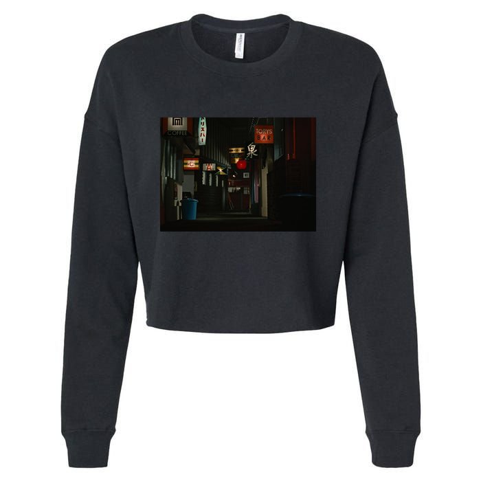 Ozu An Autumn Afternoon Street (Night) Cropped Pullover Crew