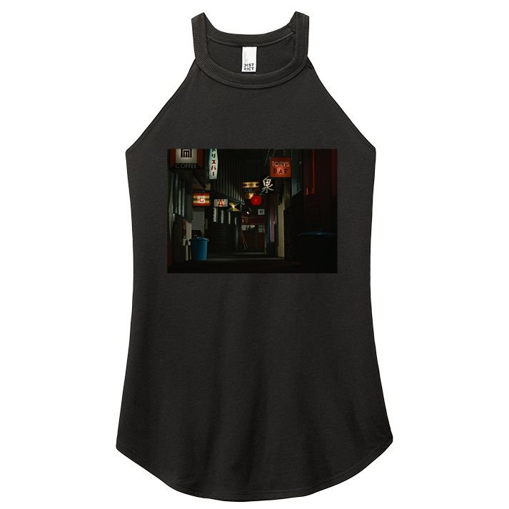 Ozu An Autumn Afternoon Street (Night) Women's Perfect Tri Rocker Tank