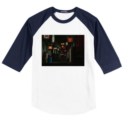 Ozu An Autumn Afternoon Street (Night) Baseball Sleeve Shirt