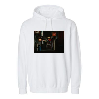 Ozu An Autumn Afternoon Street (Night) Garment-Dyed Fleece Hoodie