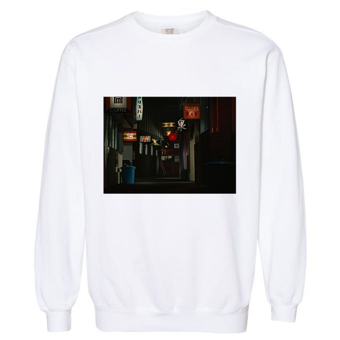 Ozu An Autumn Afternoon Street (Night) Garment-Dyed Sweatshirt