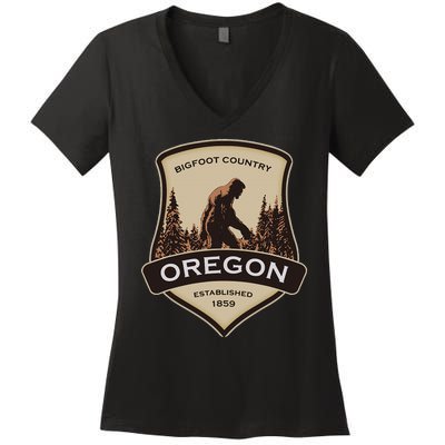 Oregon And A Bigfoot Or A Sasquatch Women's V-Neck T-Shirt