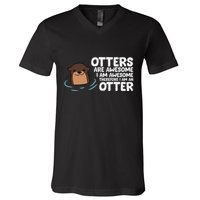 Otters Are Awesome IM Awesome Therefore I Am An Otter V-Neck T-Shirt