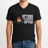 Otters Are Awesome IM Awesome Therefore I Am An Otter V-Neck T-Shirt