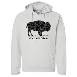 Oklahoma And American Buffalo Bison Performance Fleece Hoodie