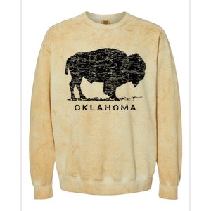 Oklahoma And American Buffalo Bison Colorblast Crewneck Sweatshirt