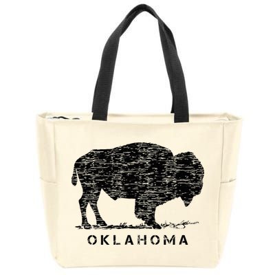 Oklahoma And American Buffalo Bison Zip Tote Bag