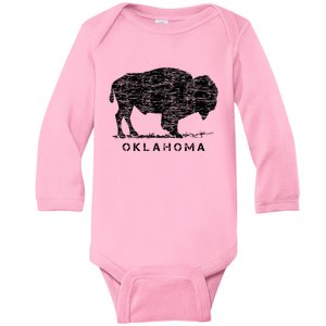 Oklahoma And American Buffalo Bison Baby Long Sleeve Bodysuit