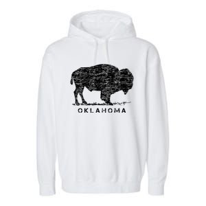 Oklahoma And American Buffalo Bison Garment-Dyed Fleece Hoodie