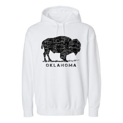 Oklahoma And American Buffalo Bison Garment-Dyed Fleece Hoodie