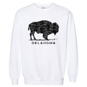 Oklahoma And American Buffalo Bison Garment-Dyed Sweatshirt