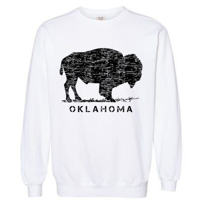 Oklahoma And American Buffalo Bison Garment-Dyed Sweatshirt