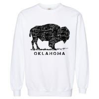 Oklahoma And American Buffalo Bison Garment-Dyed Sweatshirt