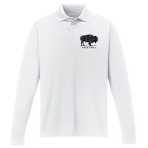 Oklahoma And American Buffalo Bison Performance Long Sleeve Polo