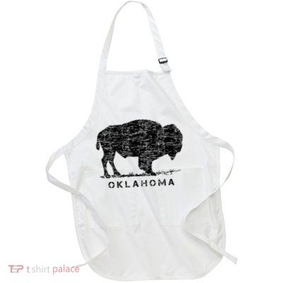 Oklahoma And American Buffalo Bison Full-Length Apron With Pockets