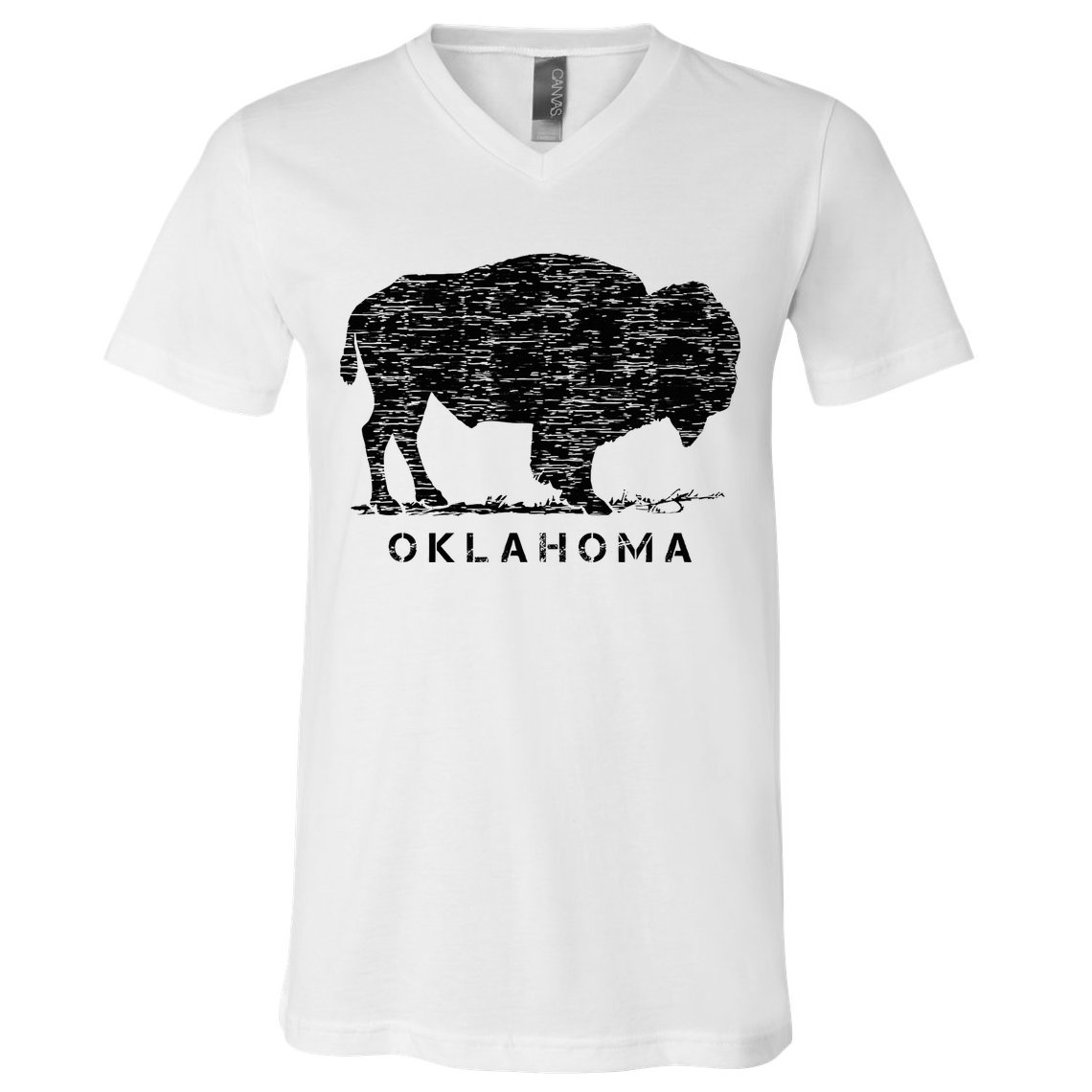 Oklahoma And American Buffalo Bison V-Neck T-Shirt