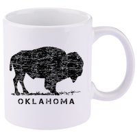 Oklahoma And American Buffalo Bison 11oz C Handle Ceramic Mug
