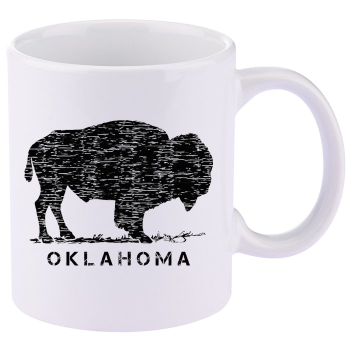 Oklahoma And American Buffalo Bison 11oz C Handle Ceramic Mug