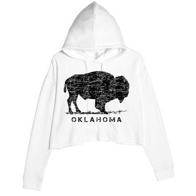 Oklahoma And American Buffalo Bison Crop Fleece Hoodie