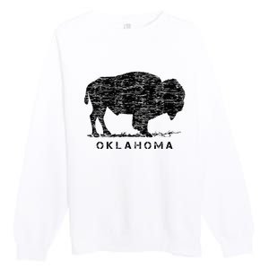 Oklahoma And American Buffalo Bison Premium Crewneck Sweatshirt