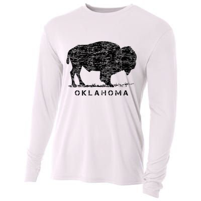 Oklahoma And American Buffalo Bison Cooling Performance Long Sleeve Crew